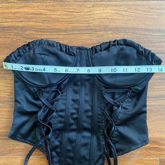 PrettyLittleThing Black Satin Double Lace Up Crop Corset Size 4 - Picture 8 of 9